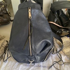 Navy blue leather Rebecca Minkoff backpack